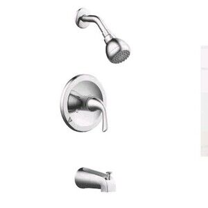 Project Source Dover Chrome 1 Handle Tub and Shower Faucet w Valve READ